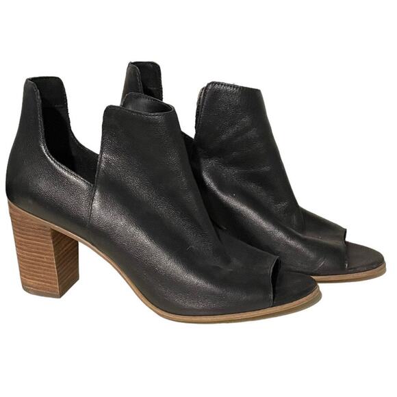 Steve Madden Black Leather Nello Peep Toe Bootie Sz 10 - Picture 2 of 8